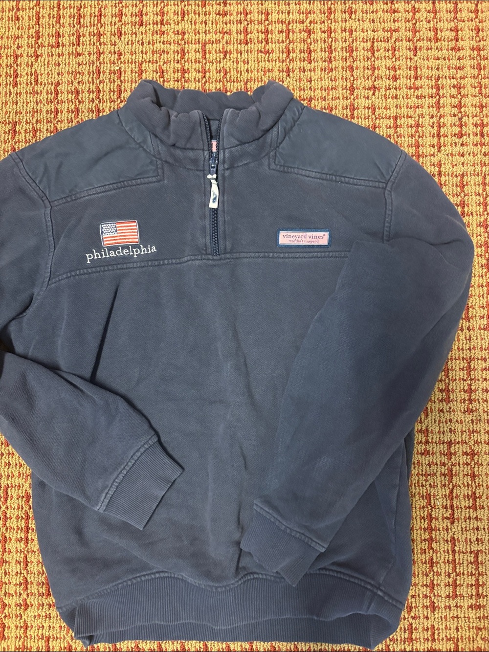 Vineyard Vines Shep Shirt Quarter Zip Sweatshirt Navy Philadelphia Embroidere